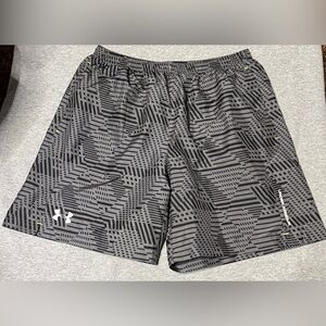 Under Armour Black and Gray Athletic Shorts with Geometric Design